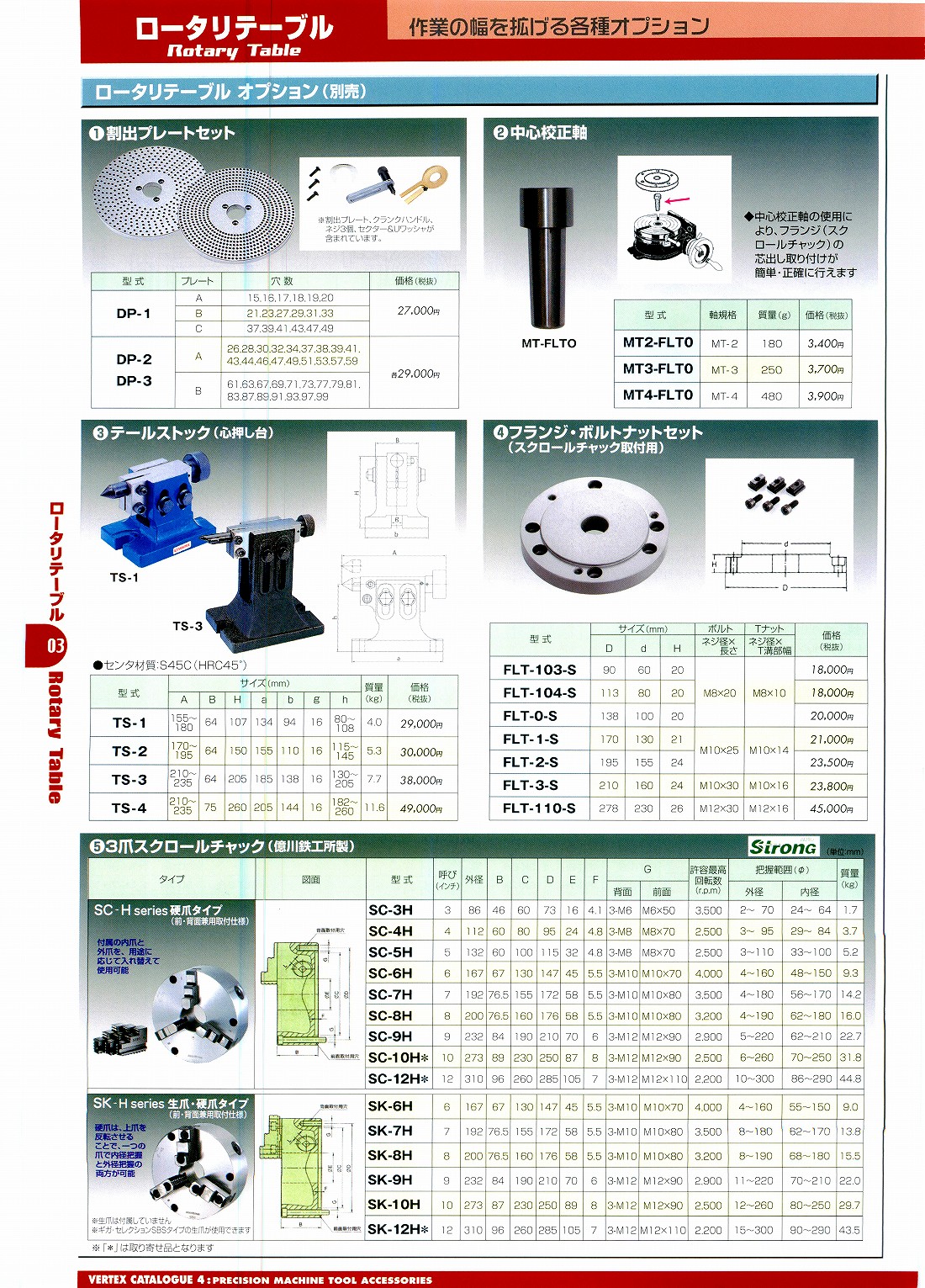 バーテックス　・ロータリテーブル　オプション（別売り）　DP-1　DP-2　DP-3　MT2-FLTO　MT3-FLTO　MT4-FLTO　TS-1　TS-2　TS-3　TS-4　FLT-103-S　FLT-104-S　FLT-0-S　FLT-1-S　FLT-2-S　FLT-3-S　FLT-110-S　SC-3H　SC-4H　SC-5H　SC-7H　SC-8H　SC-9H　SC-10H　SC-12H　SK-6H　SK-7H　SK-8H　SK-9H　SK-10H　SK-12H